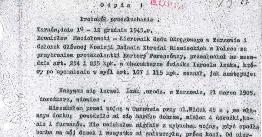 Fragment zeznania Izaaka Izraela